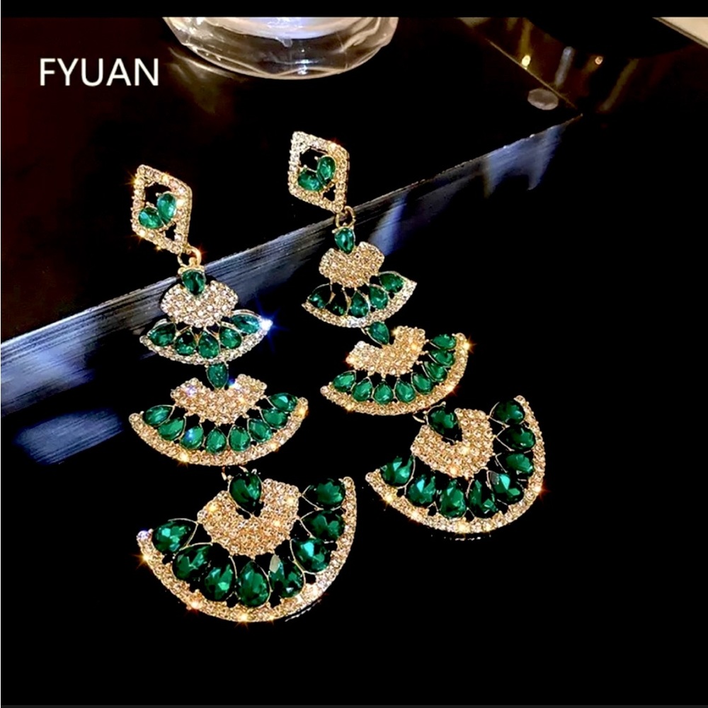 Austrian Crystal/Green Rhinestone Chandelier